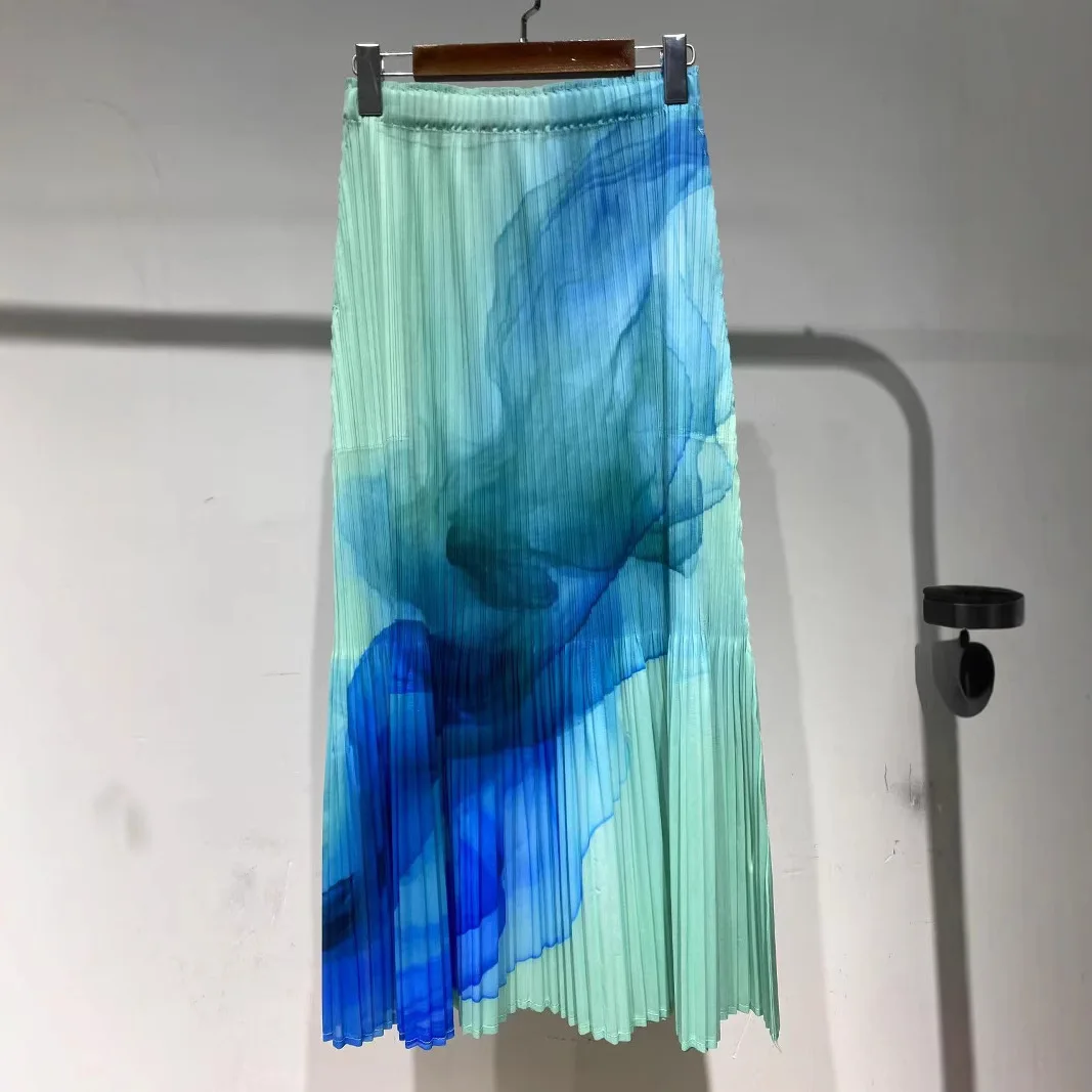 

Miyake Fold Skirt 2025 Summer New Miyake Fold Women's Bustier Fishtail Fashion Versatile Skinny Pleat Half Skirt Women Clothing