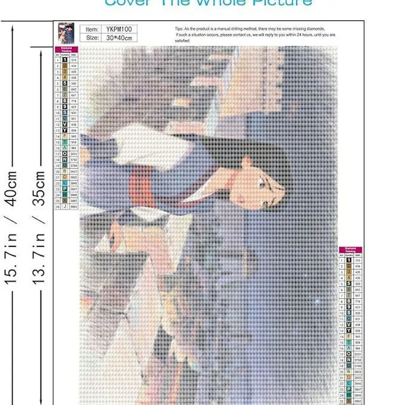 1 szt. Zestaw do samodzielnego wykonania obrazu diamentowego 5D, Mulan Wojowniczka Księżniczka i Widok na Starożytną Miasteczko w Nocy, Duży Rozmiar 40x50CM, Kryształki Rhinestone