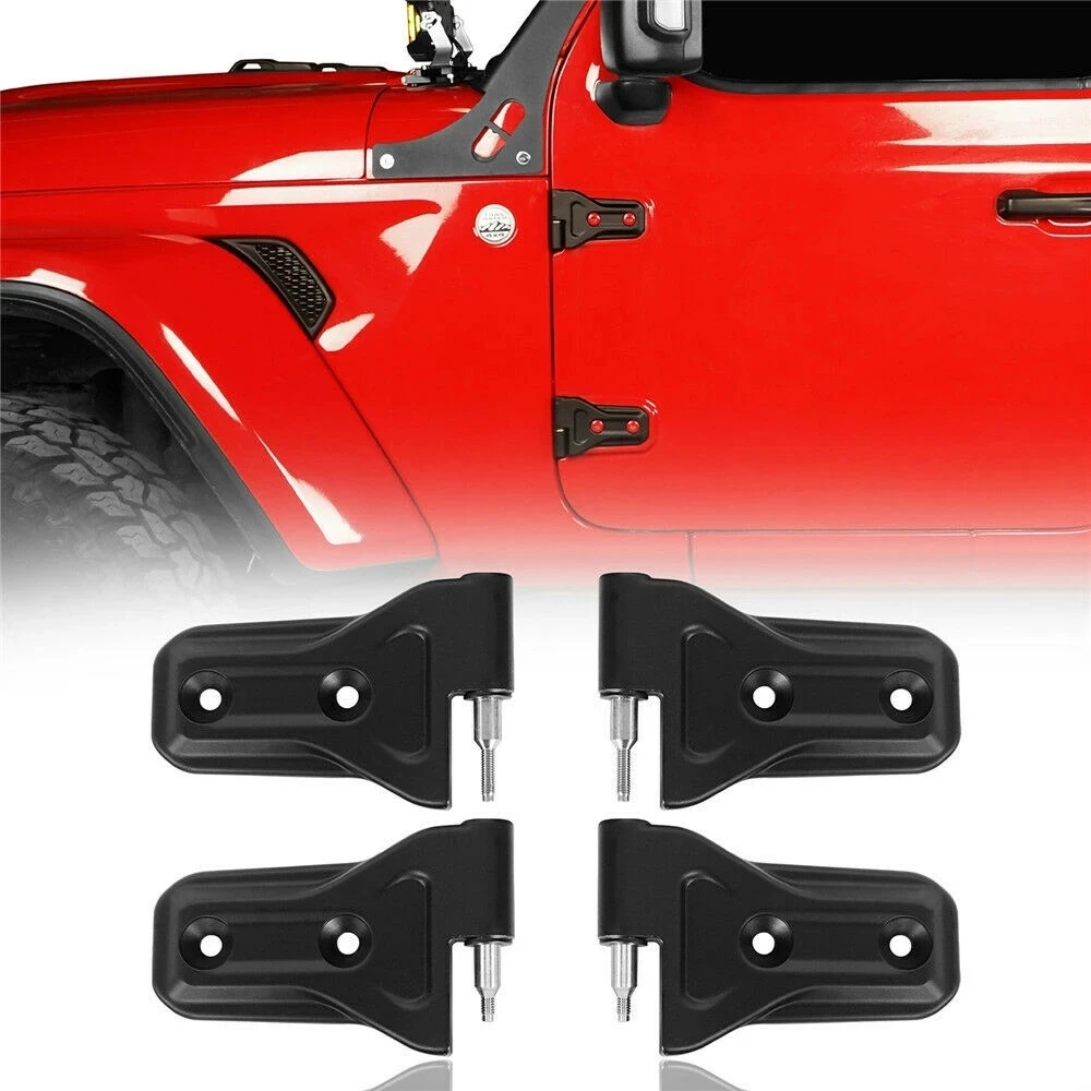 4 PCS Aluminium Coated Door Side Hinge For Jeep Wrangler JK JL JT 2007+ Road Steel Door Hinge Kit Not Door Hinge Cover Decor