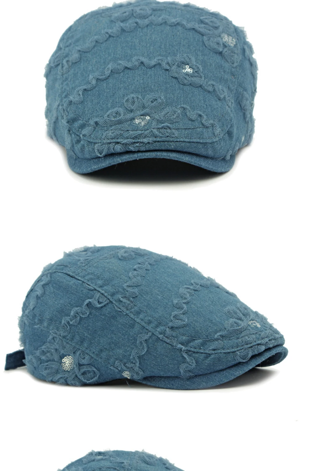 HT4790 Baskenmützen für Männer und Frauen, Frühling-Sommer-Sonnenmütze, Vintage-Künstler-Malermütze, Spitzenblumen-Ivy-Flachmütze, Baskenmützen für Damen und Herren – Detail 8