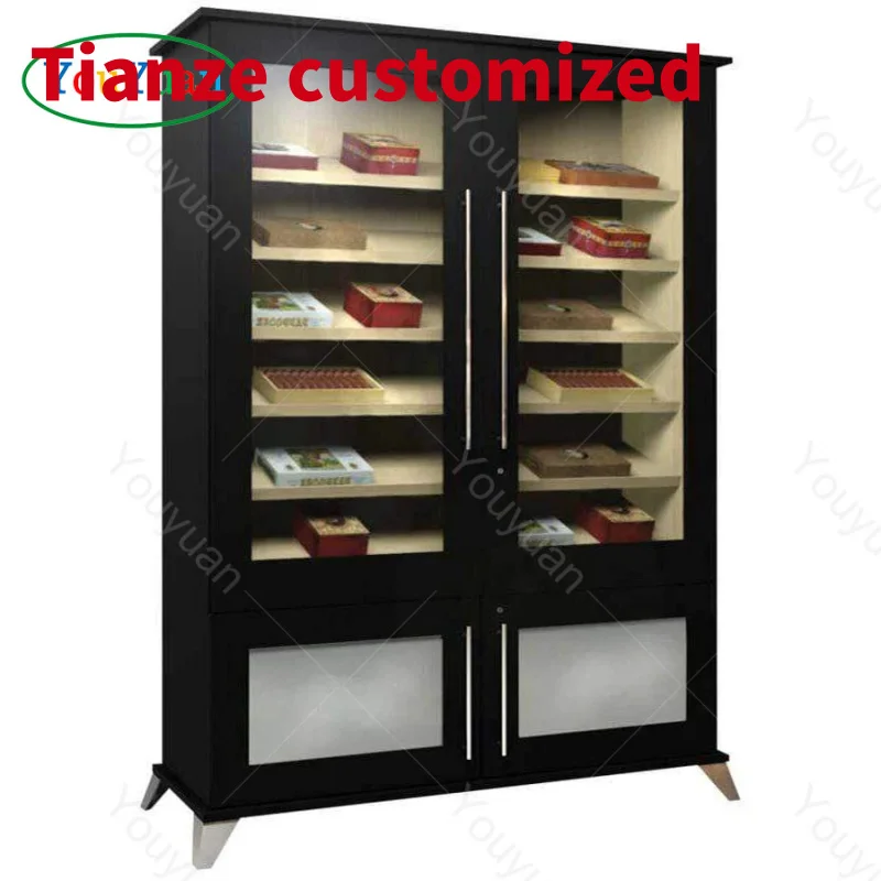 (Customized) high quality cigar display Wooden Dispentary Furniture Design Shop Counter Display Stand Glass