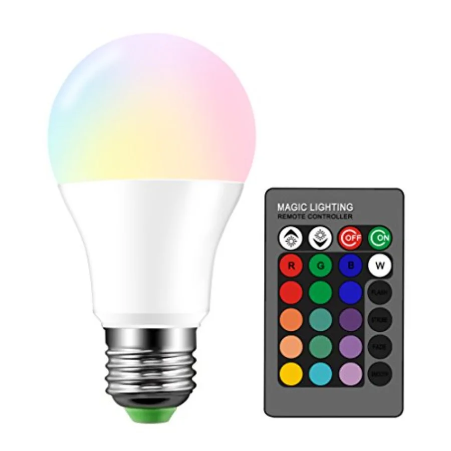 Droiee Dimmable E26 Warm LED Light Bulb, 6W RGBW Color 500LM with 16 Color Changing Modes for Christmas, Party etc with Remote