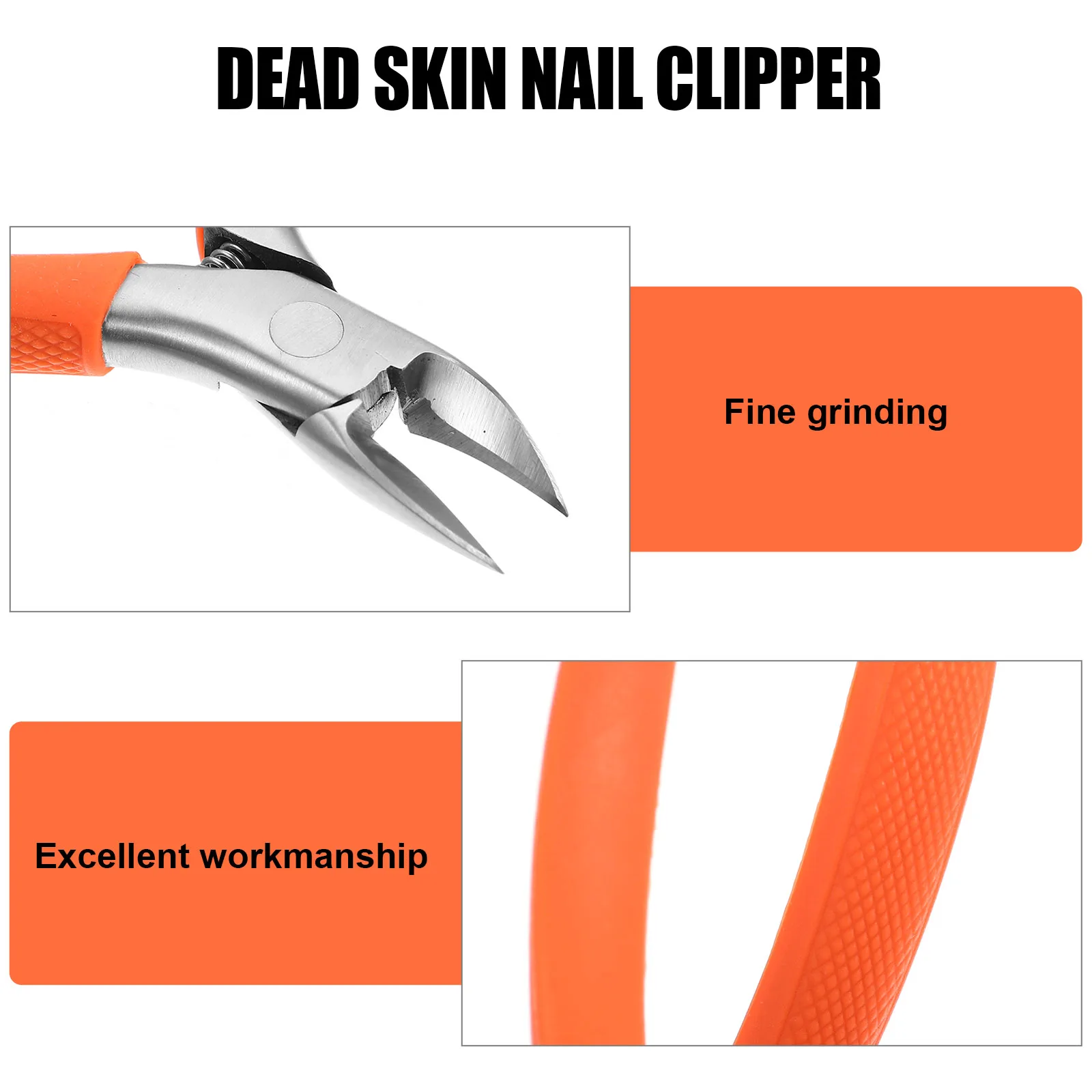 

Stainless Steel Nail Clipper Silicone Handle Durable Cuticle Nipper Household Nail Trimmer Fingernail Toenail Orange Color