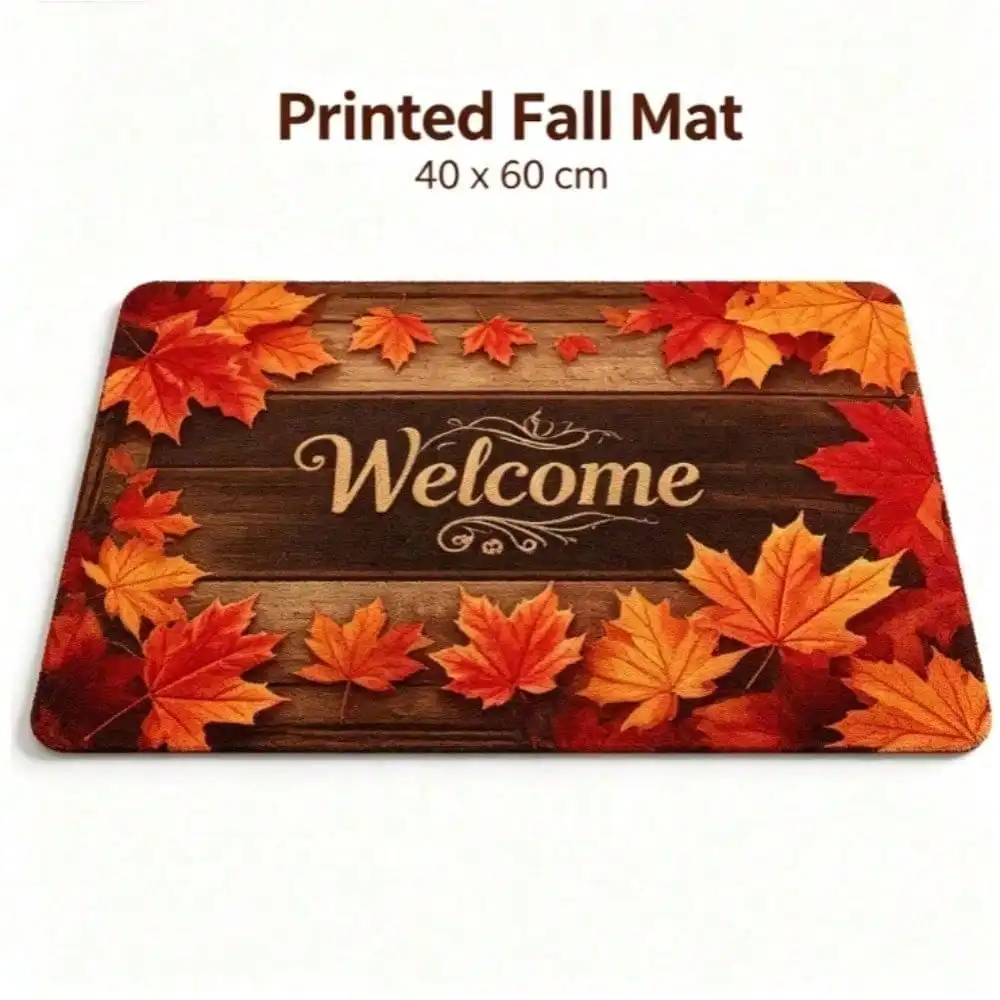 1pc 40*60cm Fall Maple Welcome Doormat, Non‑Slip Front Door Mat, Seasonal Decor Rug For Halloween Christmas Home Entryway Indoor Outdoor Decoration