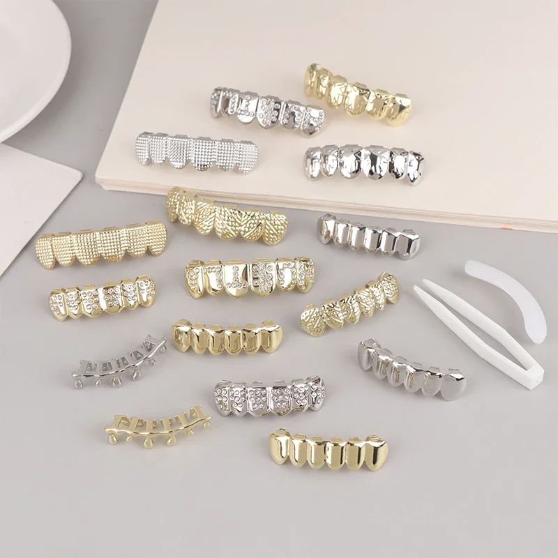Grillz De Dientes De Oro Falso – Set Superior E Inferior Para Disfraces De Halloween Y Bromas Divertidas