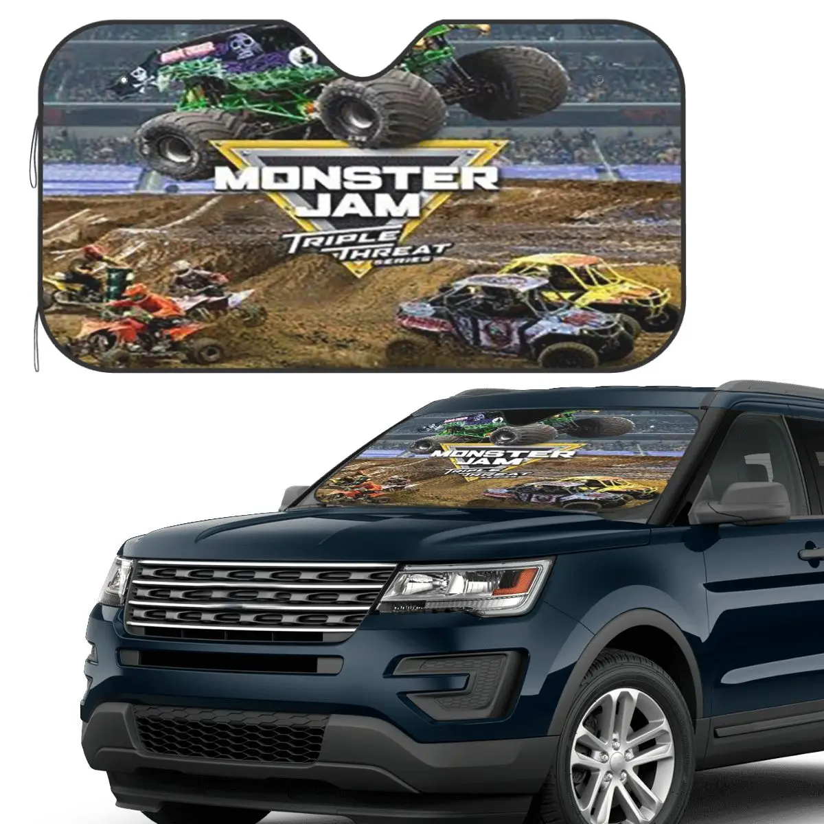 

Classic Monster Jam Truck Pattern Sunshade Windscreen Car Front Windshield Window Sun Visor Accessories Covers