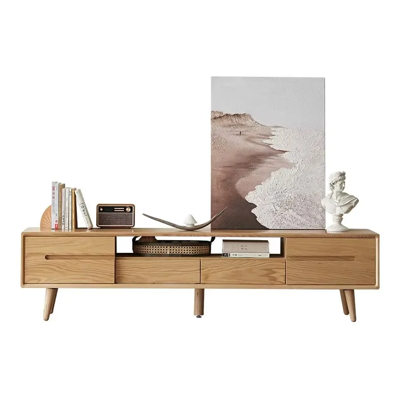 A1081 بسيط الشمال نمط الصلبة البلوط الخشب أثاث غرفة المعيشة خزانة التلفزيون مع 2 أدراج 2 أبواب حامل تلفاز حديث #6