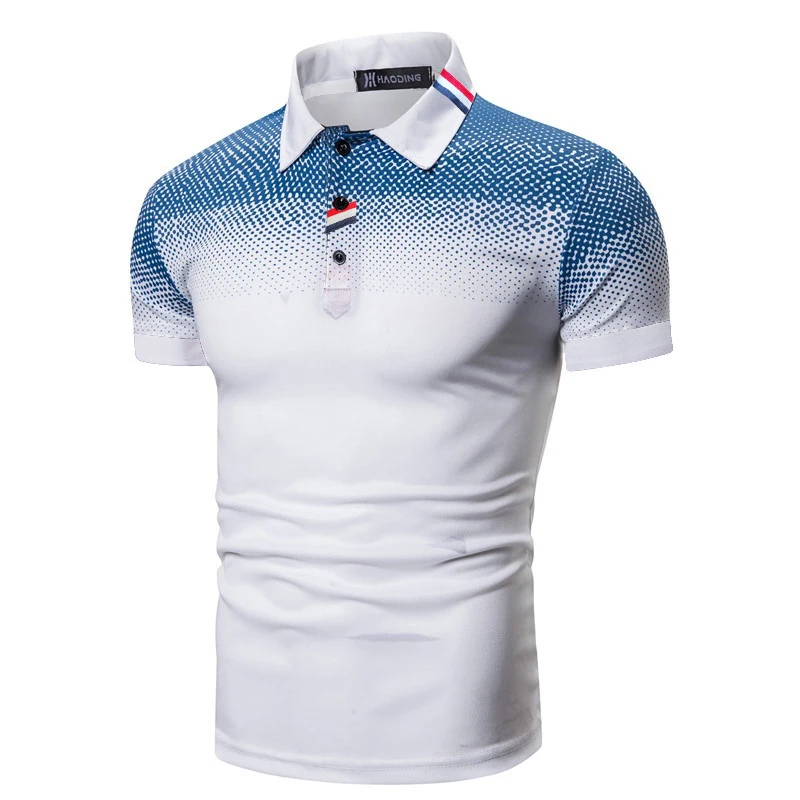 Summer Men Casual Short Sleeve Lapel Polo Shirt .