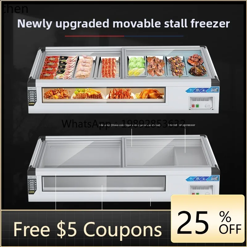 

BX desktop barbecue display cabinet stall refrigerated mobile tricycle stall freezer fresh frozen fried skewers Malatang