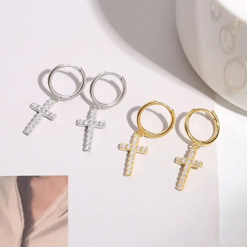 925 Sterling Silver Cross Earrings Creative Hot Sexy Jewelry For Women Gift Customized