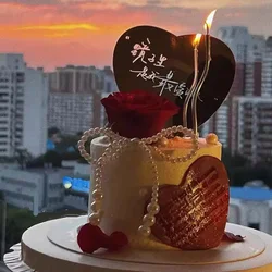 Circular Heart Acrylic Cake Stand Wedding Party Toppers Baking Mirror Cake Disc Tray Dessert Displays Tray Decorations