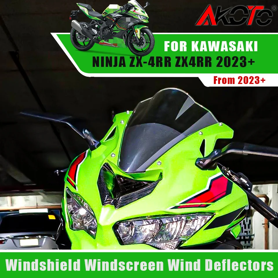 

NEW Windshield Windscreen Wind Deflector For Kawasaki Ninja ZX-4RR ZX4RR ZX-4R ZX4R 2023+ Accessories Moto Double Bubble Viser