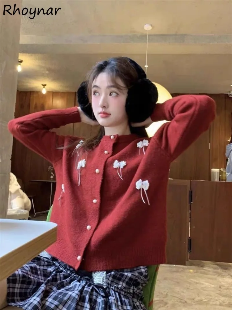 

Кардиганы женские с круглым вырезом милые осенне-зимние вязаные свитера Ins темпераментные банты девичья стильная корейская версия мода