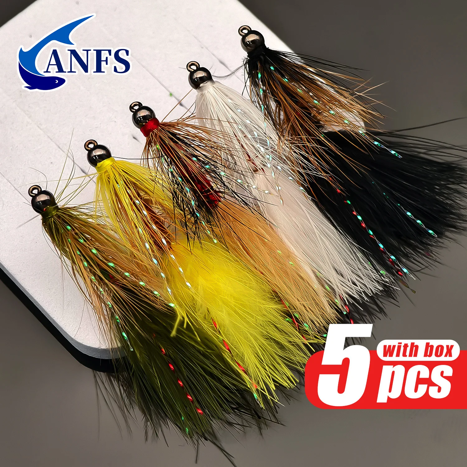 ANFS 5 قطع من الخرز النحاسي الصوفي Bugger-Streamers يطير لسمك السلمون المرقط وسمك السلمون والباس وصيد الأسماك #1