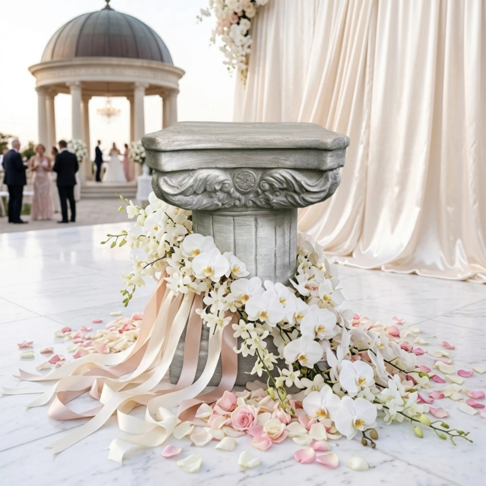 Roman Column Pedestal Classical Decorative Pedestal with Square Top Garden Column Stand Fluted Pillar Stand Compact