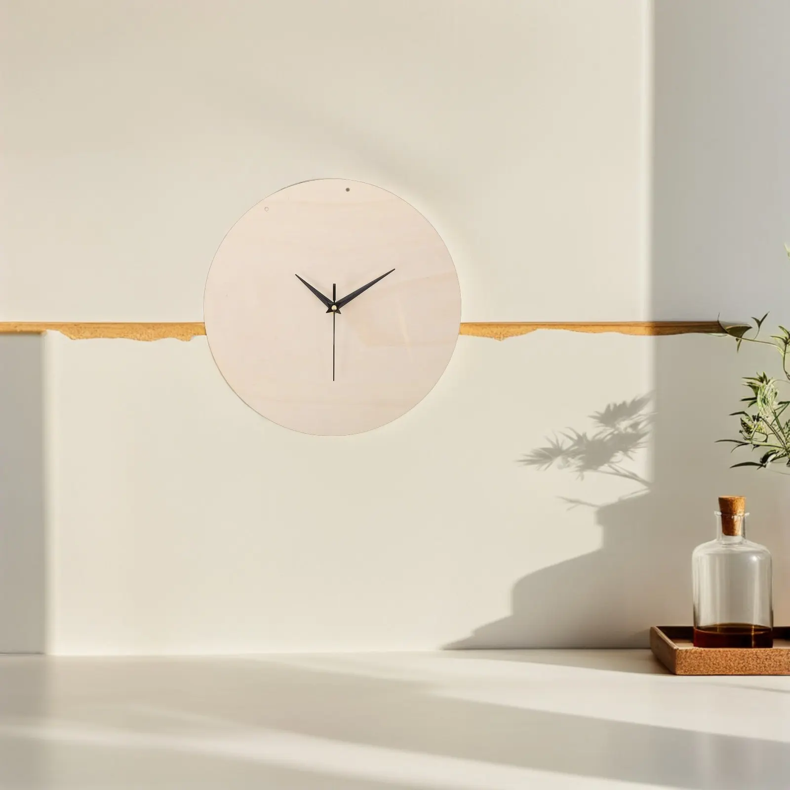 4Sets Natural Wood Clock Face Blank Round Unfinished DIY Paint Your Own Wall Clock Silent Movement Kit for Living Room Kitchen
