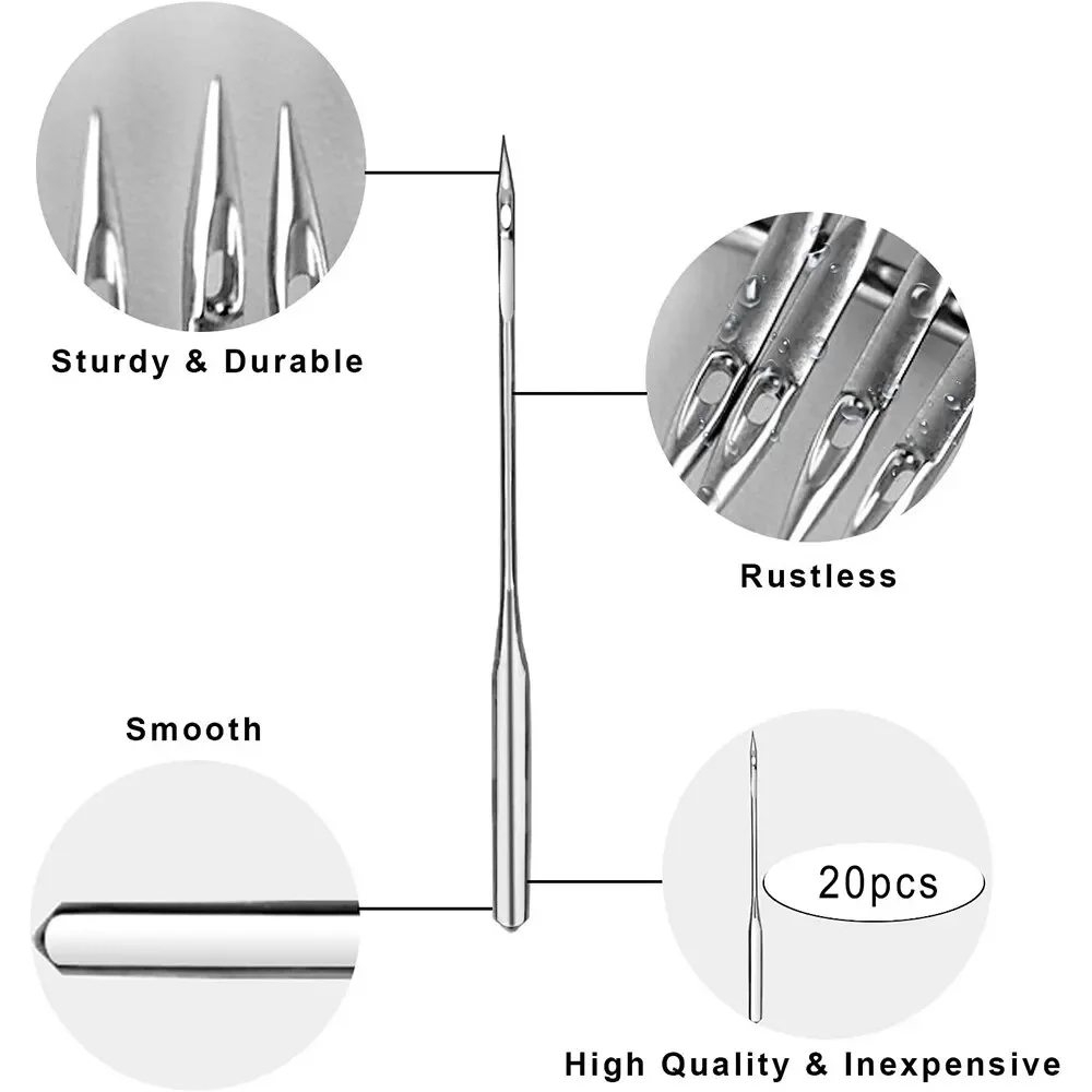 20 szt. Igły do maszyn do szycia dżinsy uniwersalne regularne igły do szycia głowica kulowa do domowych maszyn do szycia