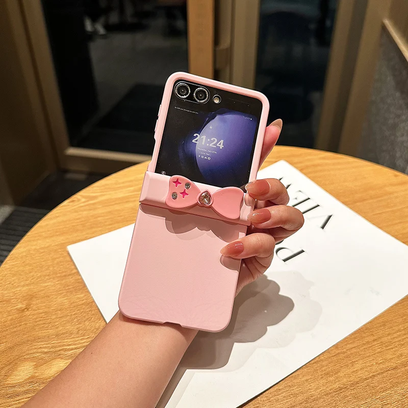 

Luxury Fashion Bow-knot Large Window Matte Phone Case For Samsung Galaxy Z Flip 6 Z Flip 5 Z Flip4 ZFlip3 Hinge Protective Cover