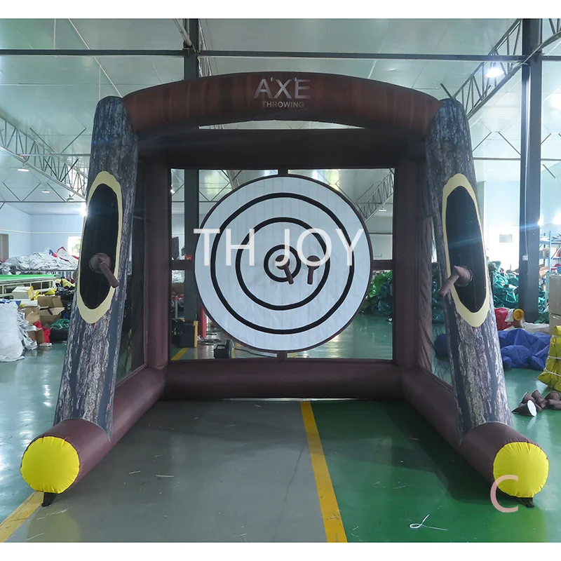 

Newest inflatable Flying Axe Throw interactive game, 3x3m inflatable throw axe carnival games