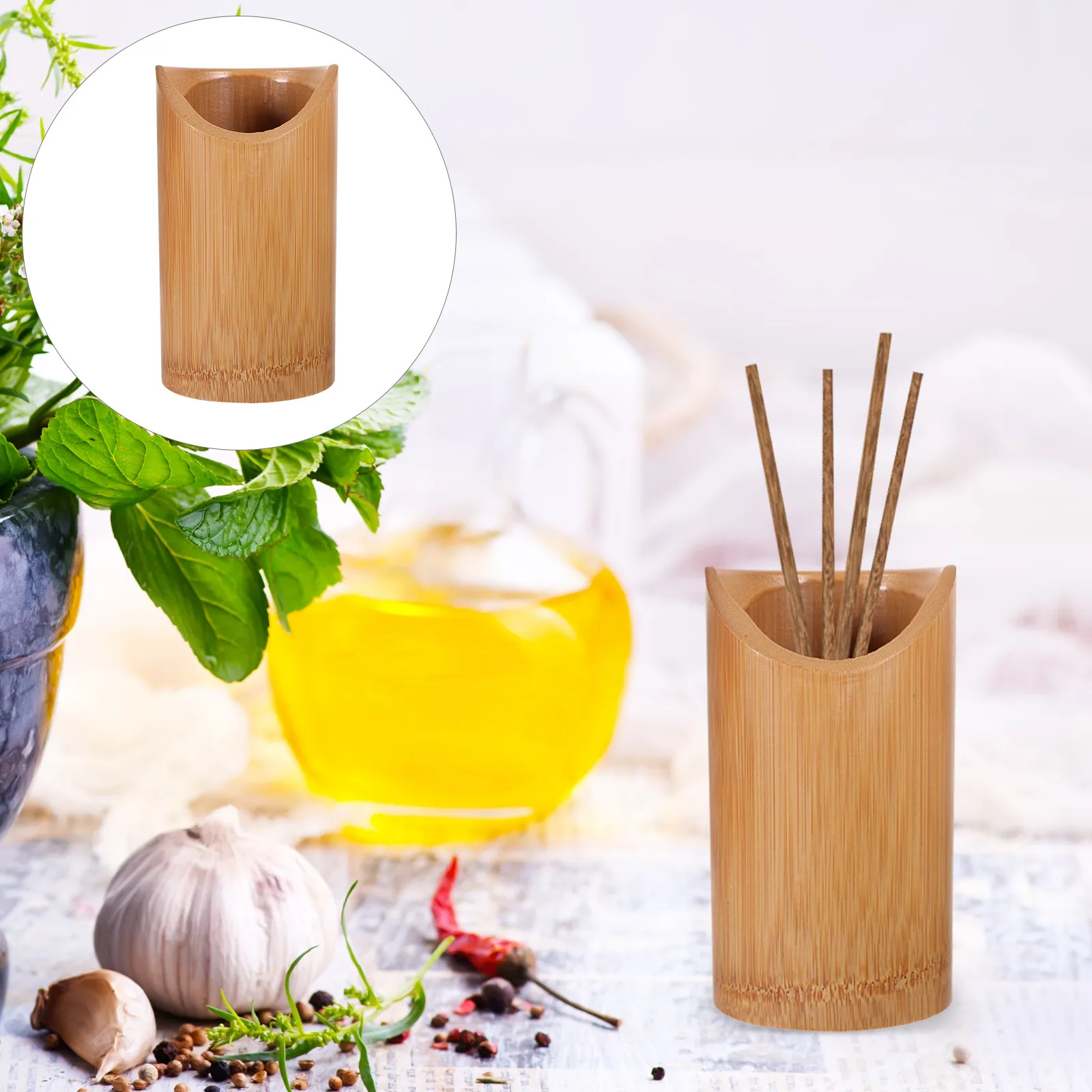 Bamboo Chopstick Holder Kitchen Utensil Holder Countertop Cutlery Draining Box Bamboo Spoon Fork Storage Canister