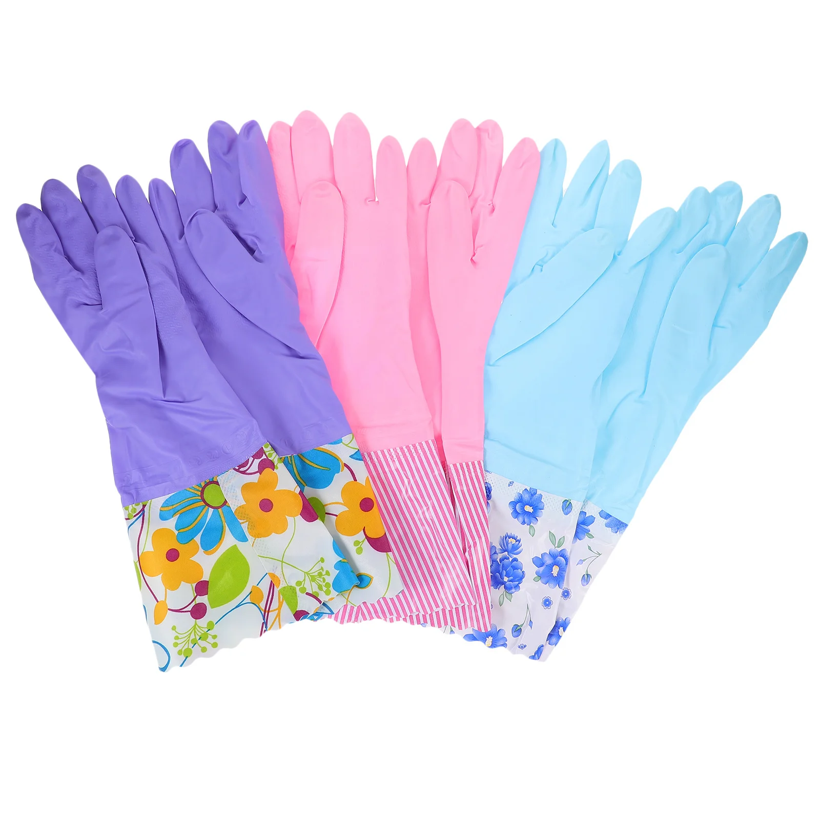 

3pcs Dish Washing Gloves Reusable Thickened Waterproof Long Cuff For Kitchen Cleaning Warm Soft Household Dishwashing Mitts
