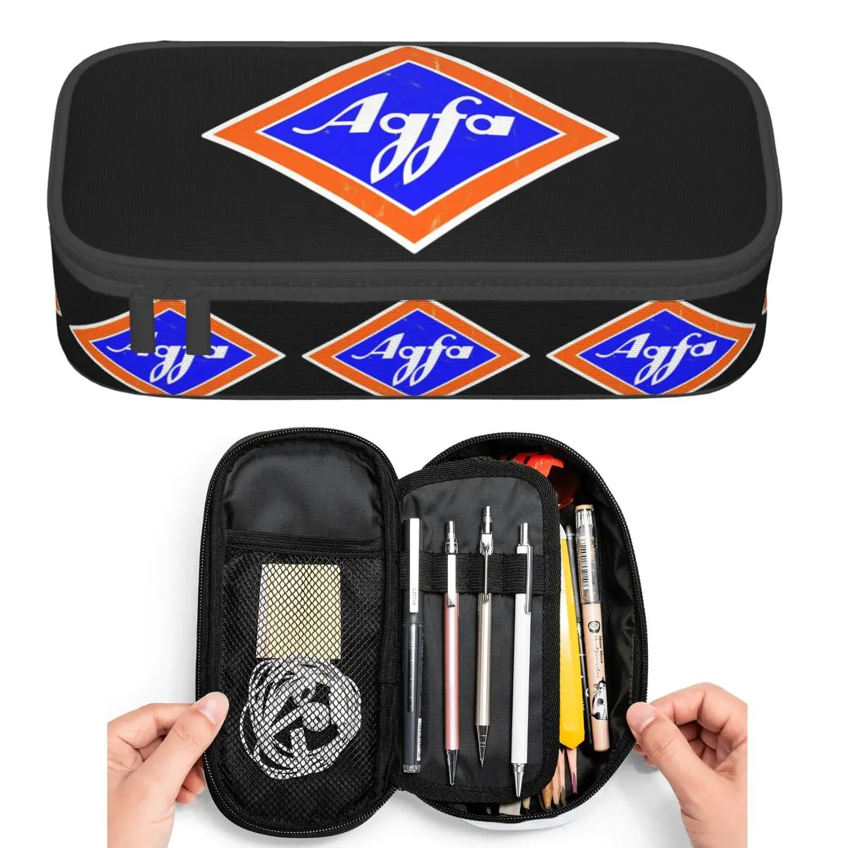 Estuche para lápices con logotipo retro de Agfa Film de los años 60, caja para lápices para estudiantes, bolsa para lápices, bolsa para lápices de gran capacidad, soporte para bolígrafos