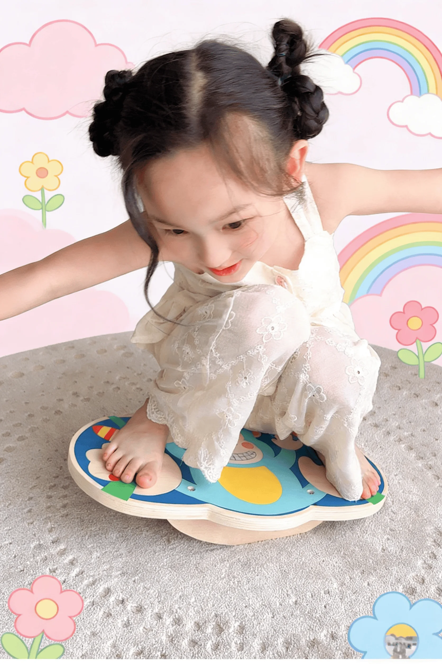 幼児用木製バランスボード-ウォブルボード-子供用感覚トレーニング-バランストレーナー-3～6歳用-30-°-安全なスイング