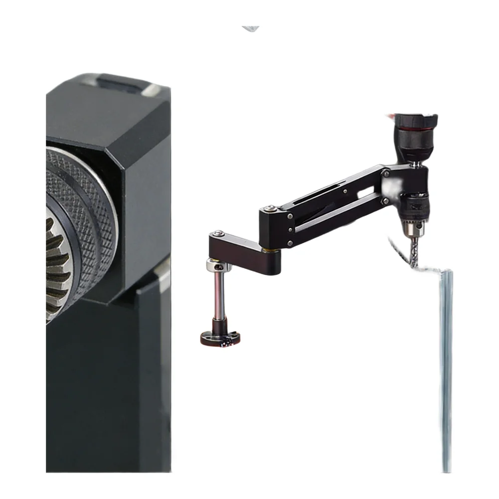 CNC Machined Aluminum Cantilever Tapping Bracket for Hand Drill with Horizontal Vertical and Inclined Positioning