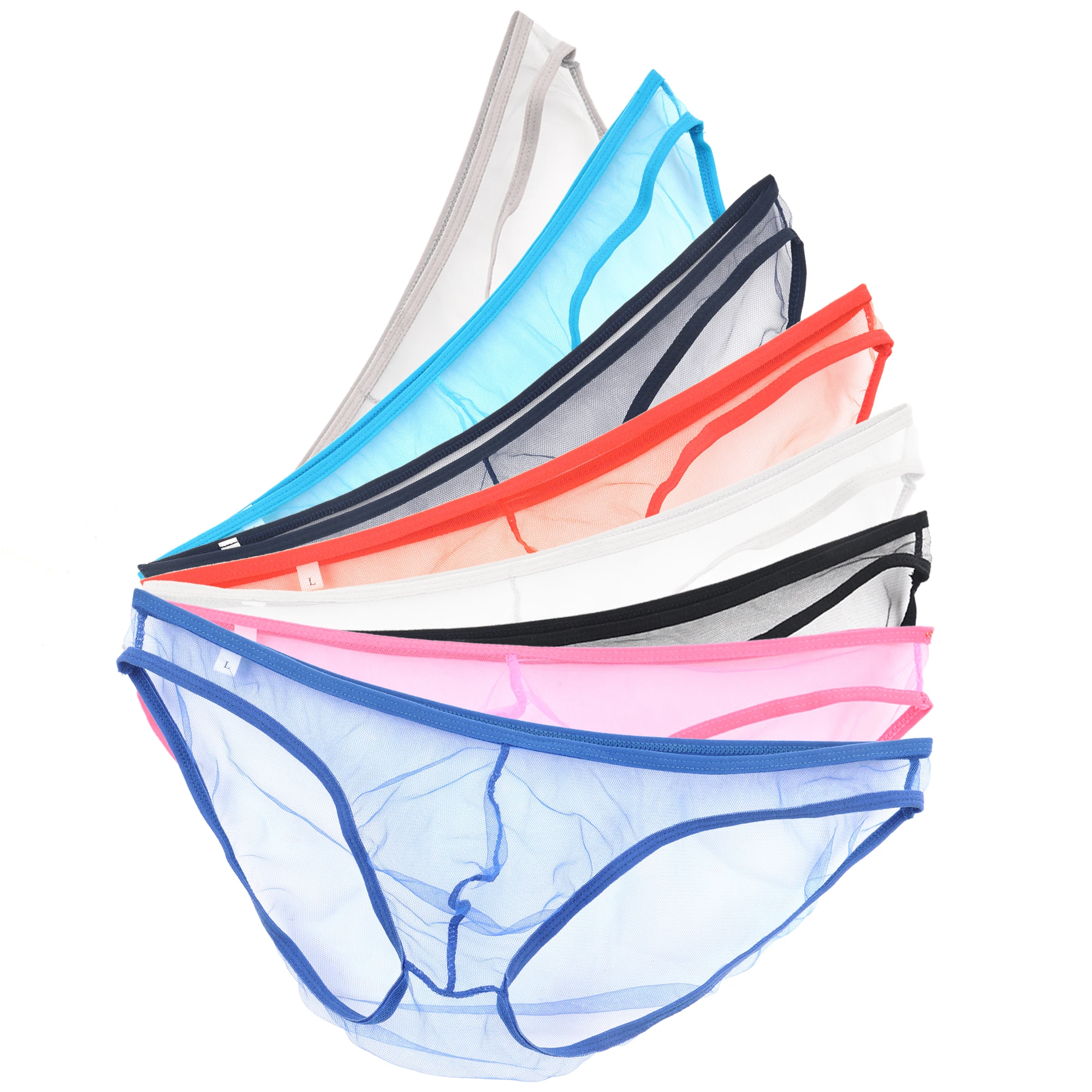 

Solid Color Transparent Sexy Men's Low Waist Briefs Mesh Breathable Triangle Pants Summer Ultra-thin Quick Drying Home Underwear