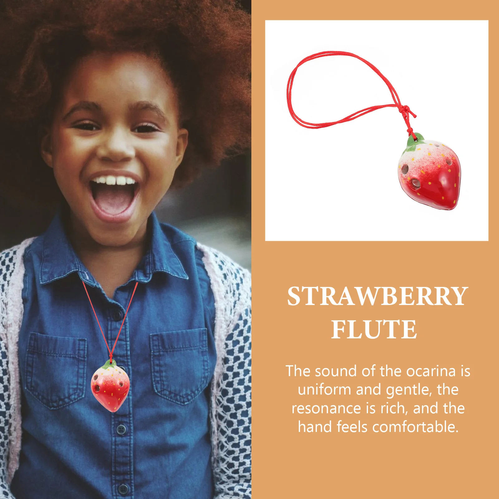 

1Set Strawberry Shaped Ocarina Cute 6-Hole Beginner Practice Wind Instrument for Children Portable Children Ocarina