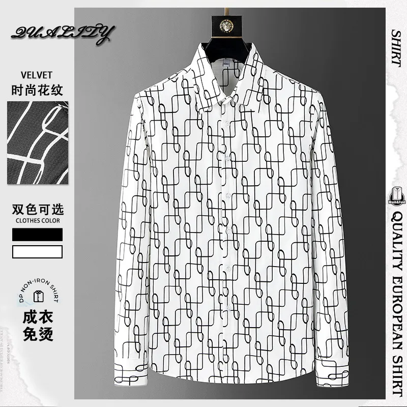 

M-4XL Autumn Winter Fashion Printed Men's Shirt Long Sleeve Casual Shirts High Quality Loose Social Street Wear Men's Clothing