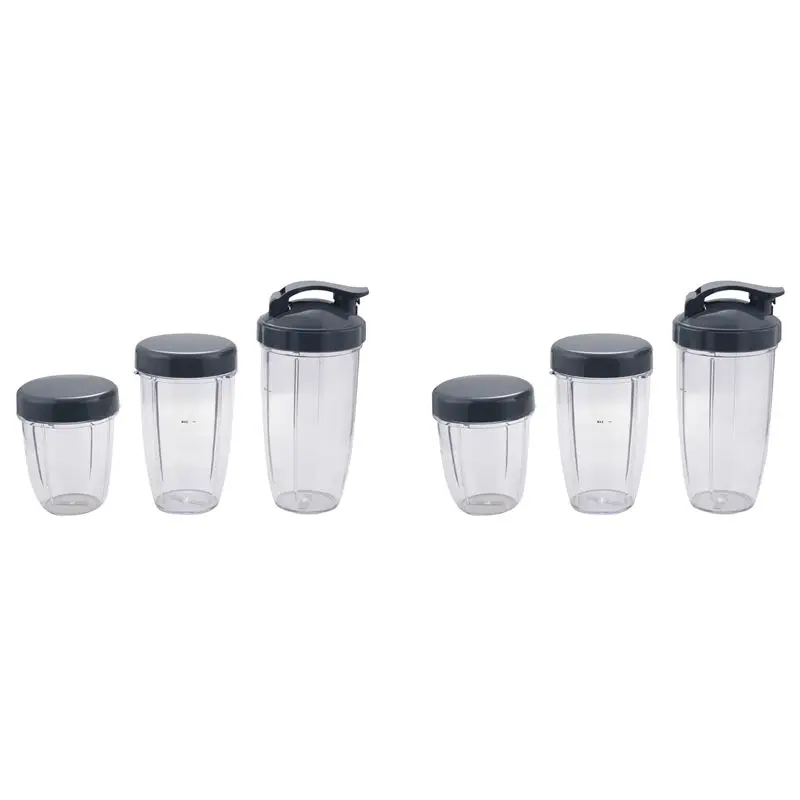 

ELEG-6Pcs Cups 32 Oz Colossal +24 Oz Tall +18Oz Small Cup+6 Lids For Nutribullet Fruit Juicer Parts Kitchen Appliance Bottle