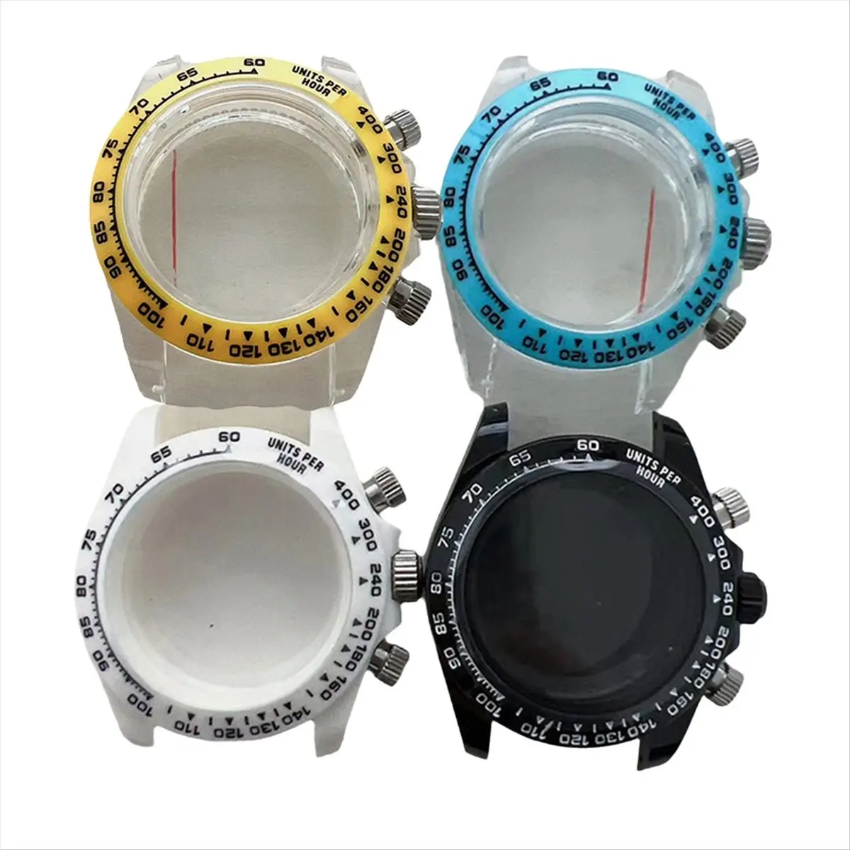 A64I 39MM Watch Case Sapphire Glass Case for Quartz VK63 Movement Cases Wearable Watch Accessories-White