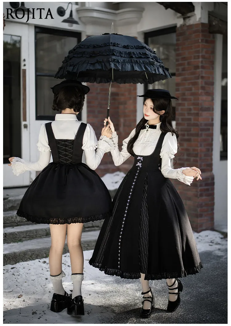 

Music Major Senior's Outfit Striped Patchwork Black and White Long Dress Twin Goth Lolita Dress 2026 New