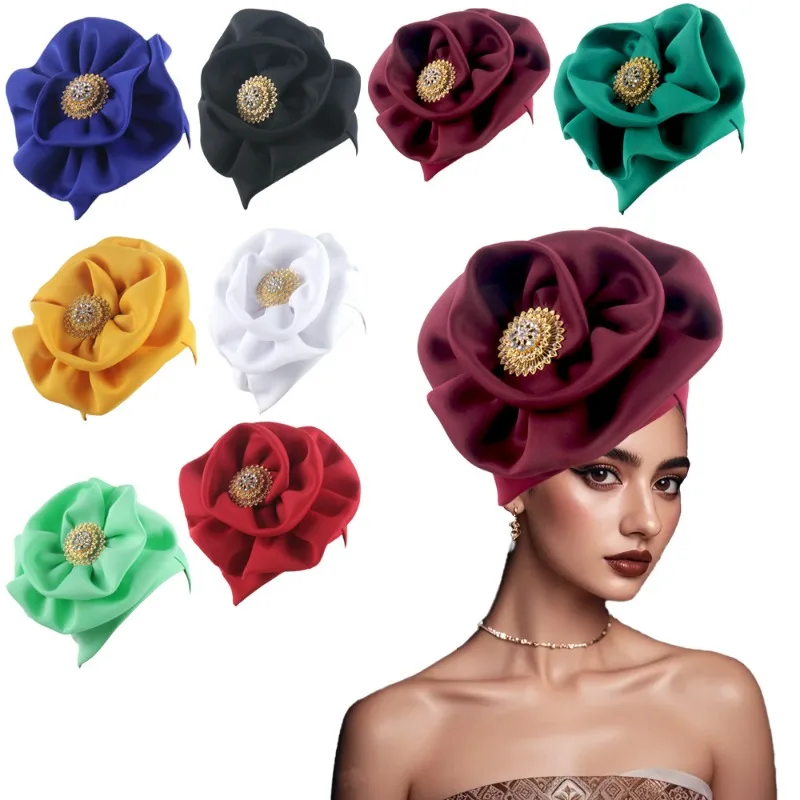 

Женская шапка-тюрбан с 3D-аппликацией - элегантная модная повязка на голову в стиле бохо, шикарная кепка