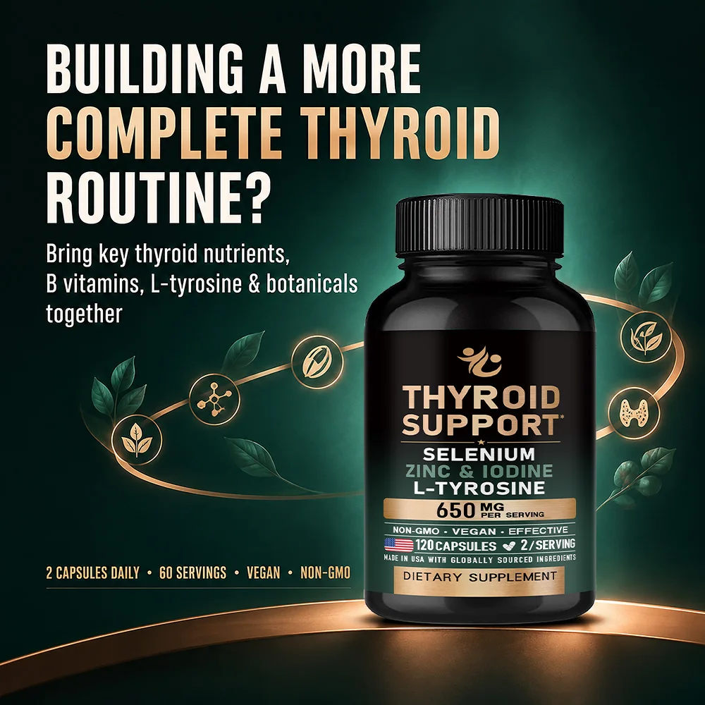 Thyroid Supplement, 21-in-1 Antioxidant & Immune Support, Selenium 200 mcg, Vegan, Non-GMO, Lab Tested