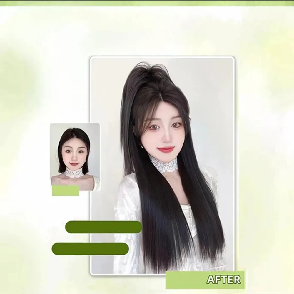 Парик 30 см, синтетический хвостик, зажим для волос, головной убор, короткая голова фонтана, слегка вьющиеся волосы, пушистая натуральная коса с хвостиком