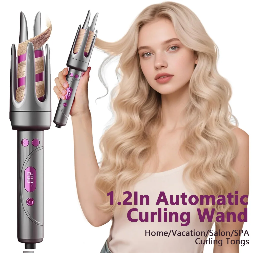

Automatic Curling Iron Wand Voluminous Waves 32mm, Digital Display Tourmaline Ceramic Hair Curler with 4 Heat Settings Frizz-Fre