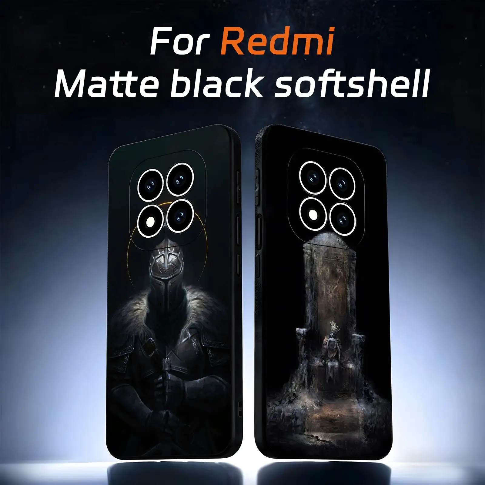 Coque de téléphone pour Redmi Note 17 15 14 13 12 Pro Plus 5G 14C A3, motif classique DARK SOULS, coque souple noire