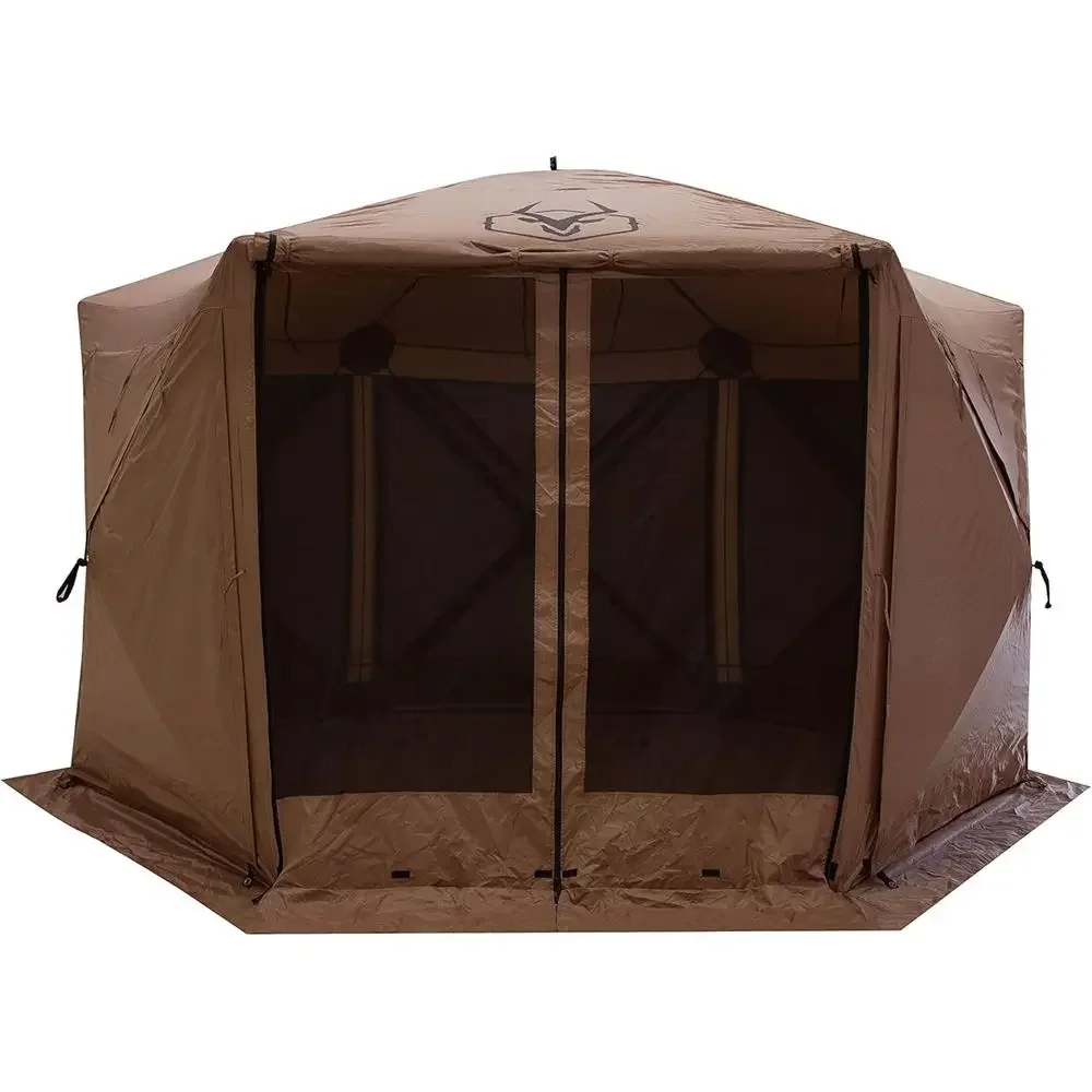 ™, G6 Deluxe 6-Sided Portable Gazebo, Easy -Up Hub Sn Tent, Waterproo, UV Resistant, Attached Wind Panels, 8-Person & Table, Bad