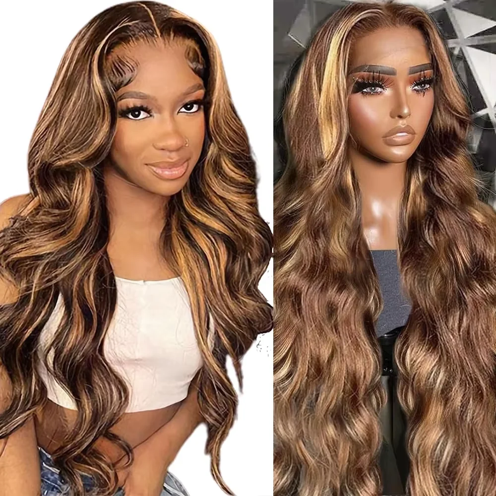 

P4/27 52 inch 13x4 Hd Lace Front Human Hair Wig Hd Transparent 13x6 Body Wave Human Hair Lace Frontal Wig for Women 200 Density