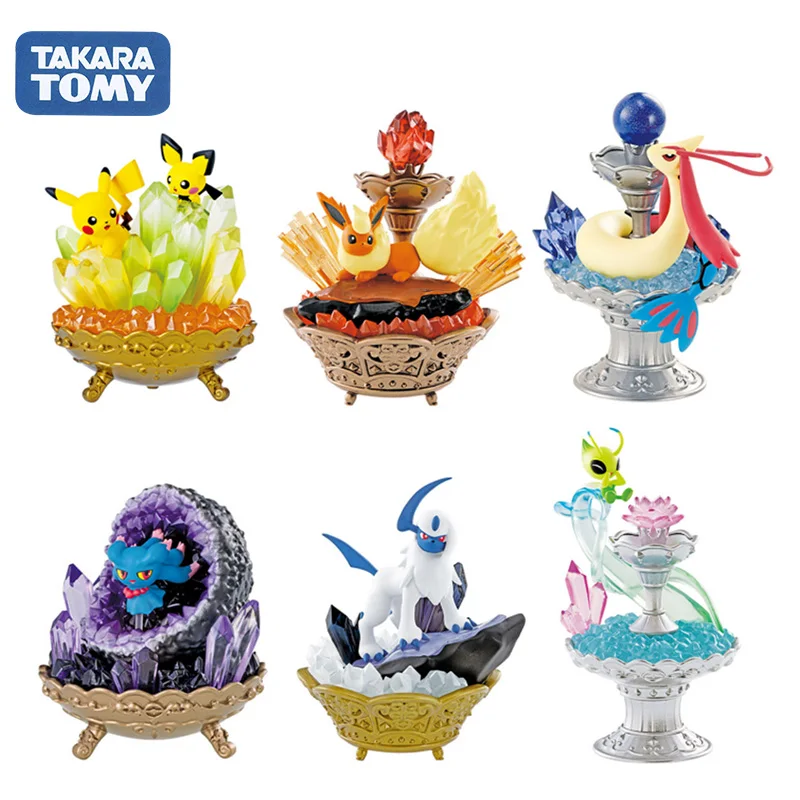 TAKARA TOMY Pokemon Series Gem Elf Model Miniature Scene Desktop Ornaments Trendy Figures Animation Peripheral Cartoon Toys