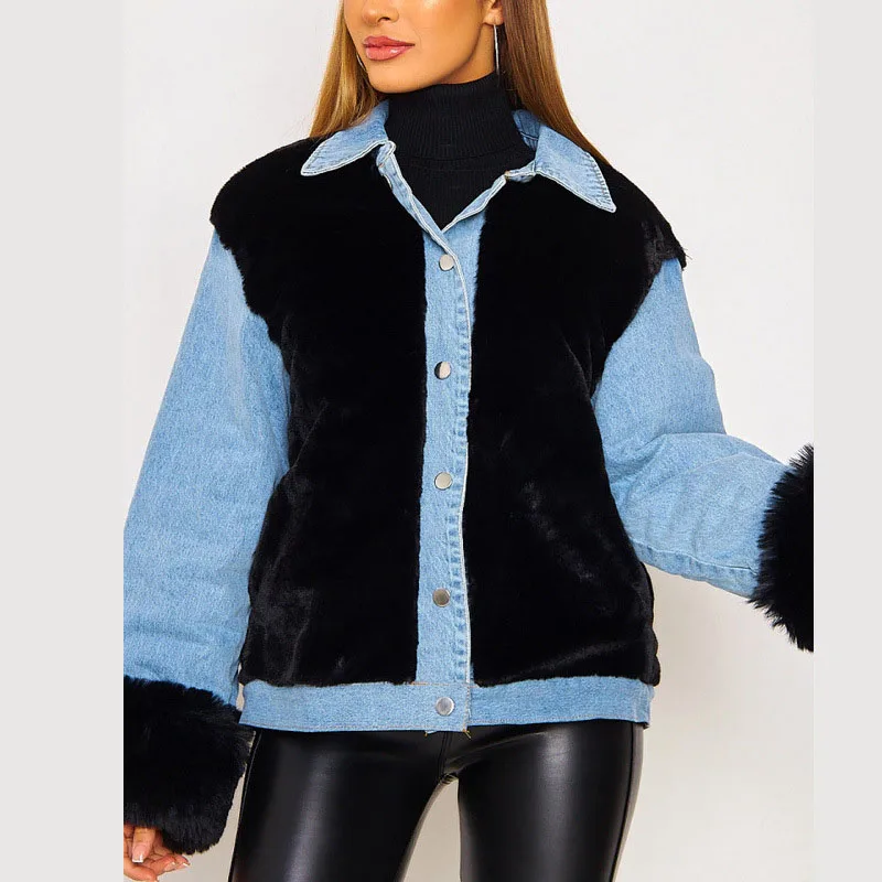 Faux Fur Coat Women\'s Winter New Ladies Thick Padded Jacket Vintage High Street Warm Fur Coat Fashion Long Sleeve Female Jacket