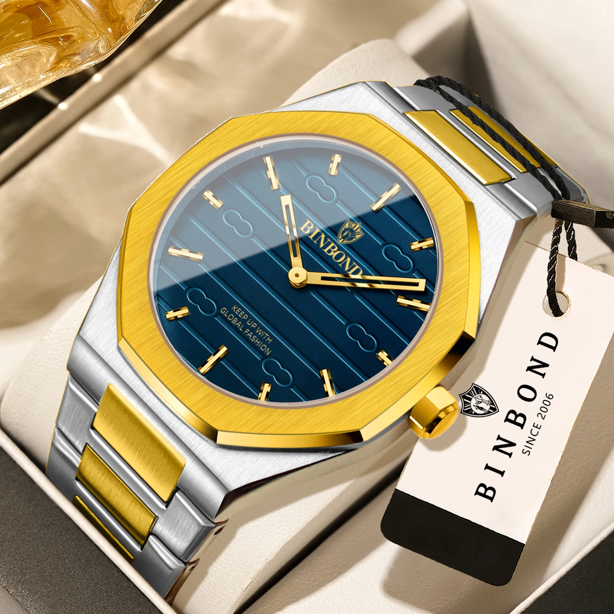 BINBOND Luxury Quartz Wristwatches For Men Luminous Waterproof Men's Watch Montres Hommes Reloj Luxo Masculino+Gift Box
