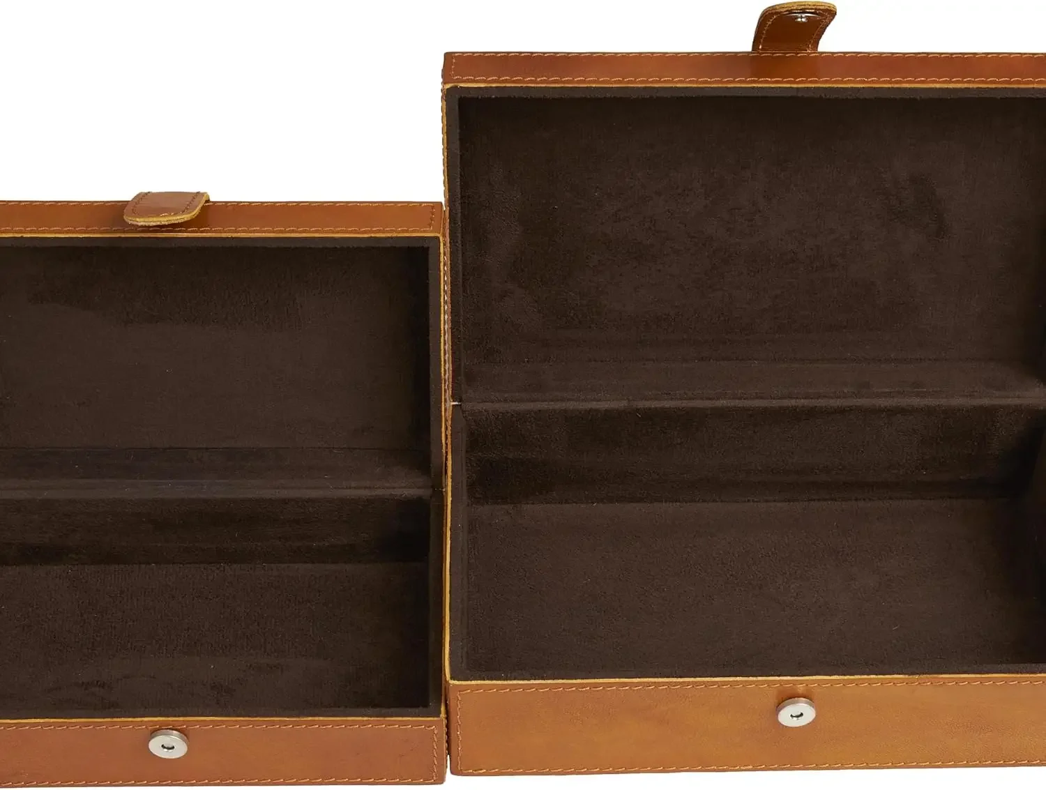 Leather Handmade Decorative Box Storage Decorative Keepsake Boxes with Snap Front Closure and Detailed Stitching