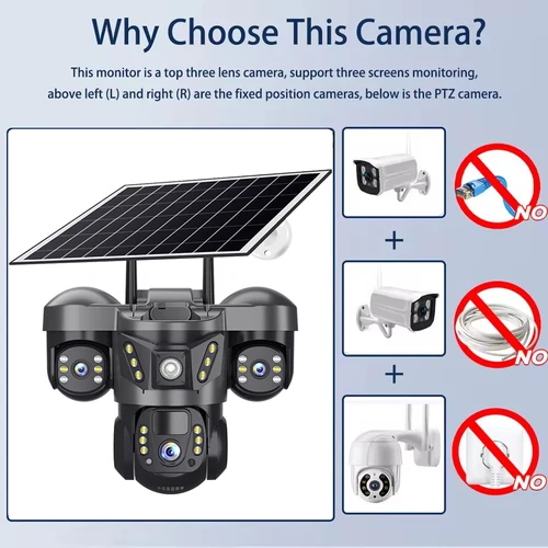 Imagen 2 del producto Cámara de vigilancia Solar para exteriores WiFi PIR humanoide seguimiento automático cámaras de seguridad protección inteligente para el hogar PTZ IP inalámbrico CCTV