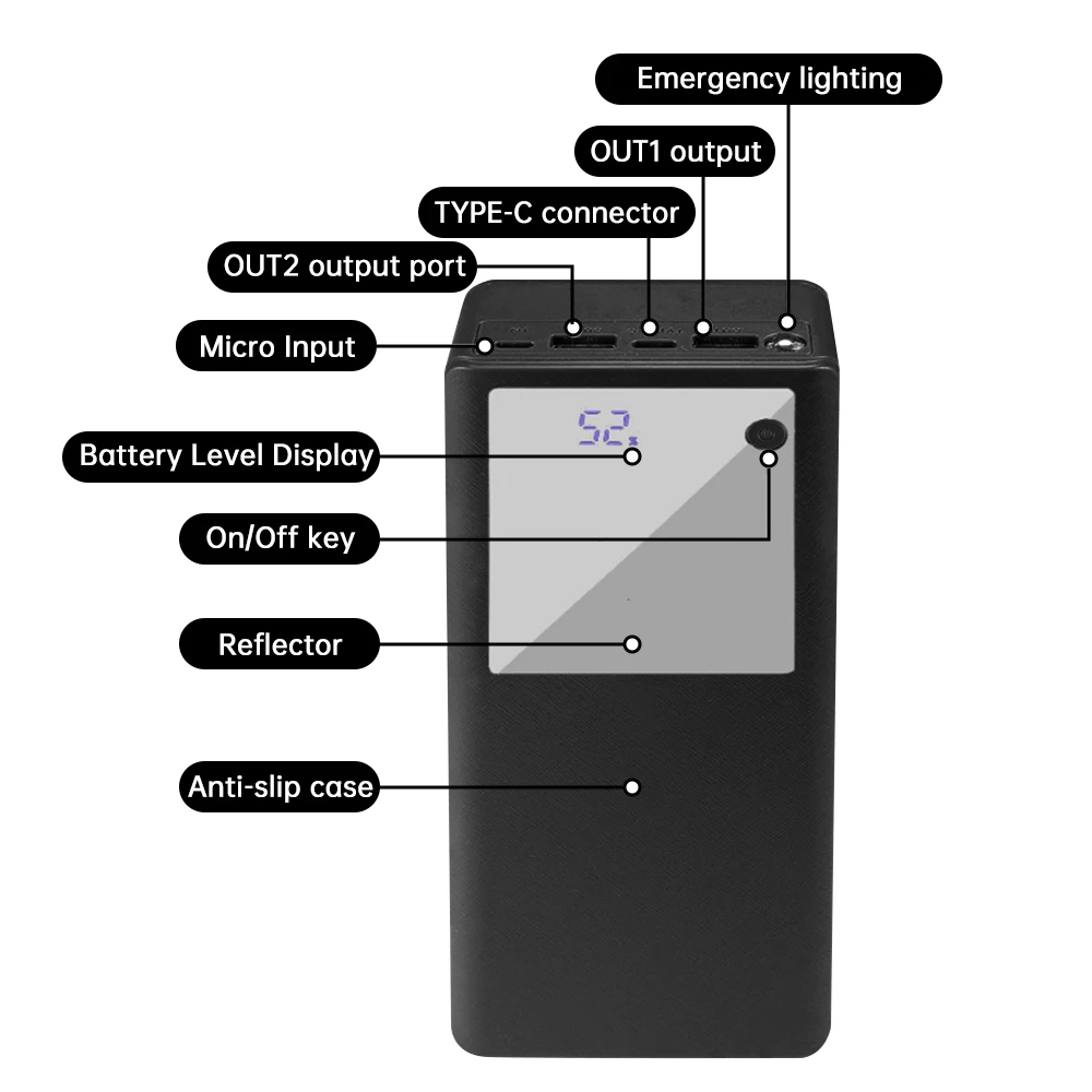 Diy Mobile Power Box Welding-Free 6 26650 Battery Box Detachable Power Bank Shell Kit Fast Charging Pd Mobile Power Kit 22.5W