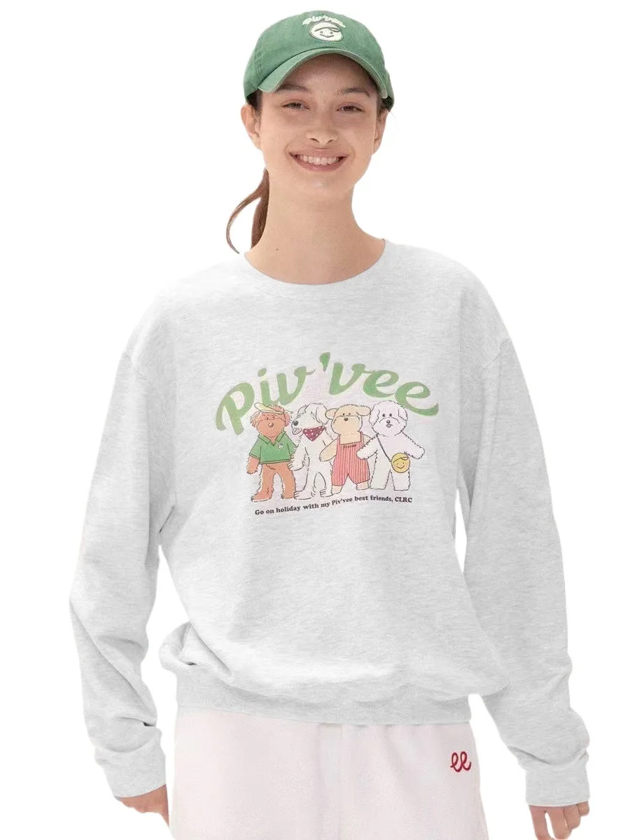 سويت شيرت جولف نسائي بطبعة حروف جرو - هوديي متعدد الاستخدامات بياقة دائرية وأكمام طويلة #3