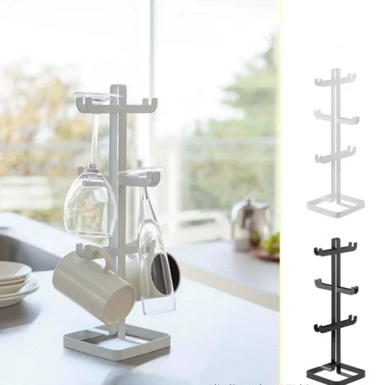 

Kitchen Bar Cups Storage Bracket Desktop Stand Cup Mugs Holder Metal Coffee Wine Glass Tree Rack Draining Cup Holder OK 0651