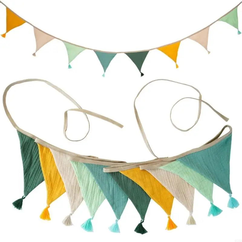 Q22D الملونة القطن كريب الرايات جارلاند جدار زينة للسقف راية لغرف الأطفال الصغار التقاط الصور